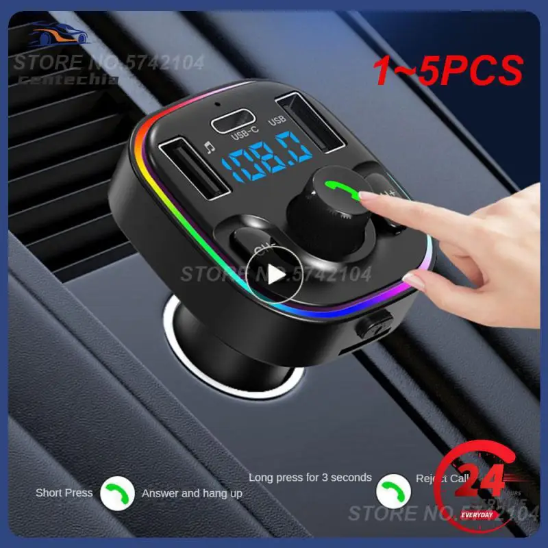 1 ~ 5ШТ Передатчик Bluetooth 5,0 Автомобильный Адаптер Громкой Связи Аудио Mp3-Плеера USB 22,5 Вт Быстрая Зарядка Type-C Быстрое Зарядное Устройство FM