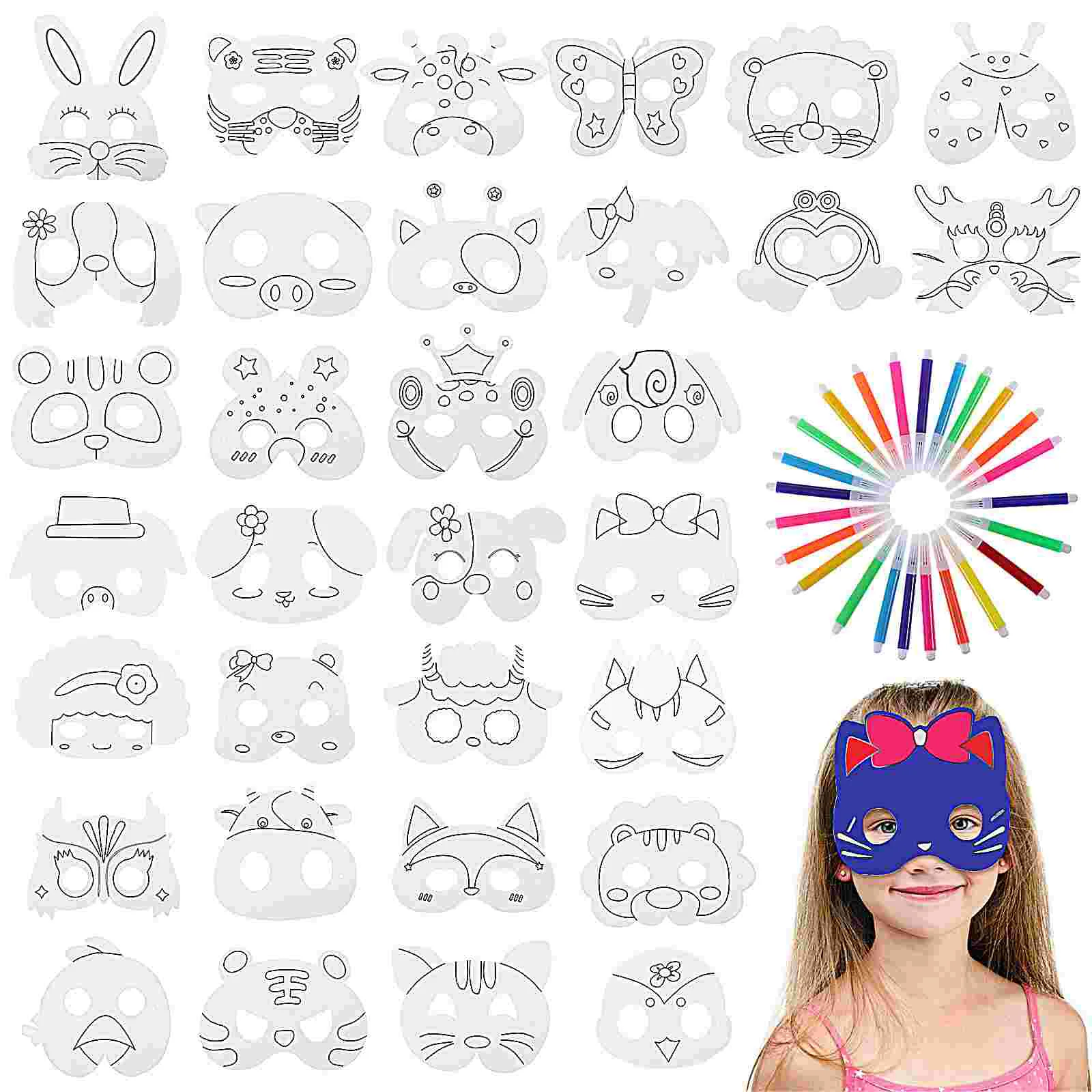 1 Комплект пустых масок, маска для рукоделия, маски для животных, раскрашивающие маски для вечеринки, маскарада, косплея, вечеринки