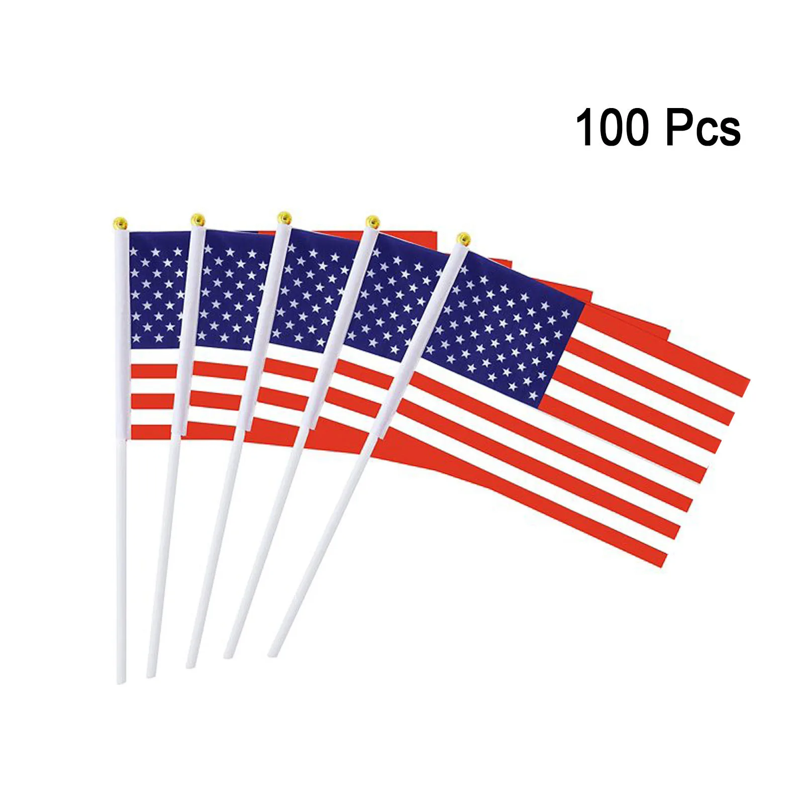 100ШТ Американских флагов, развевающийся флаг, украшение Дня Независимости, ручной мини-флаг, принадлежности для вечеринок 4 июля, Домашний декор
