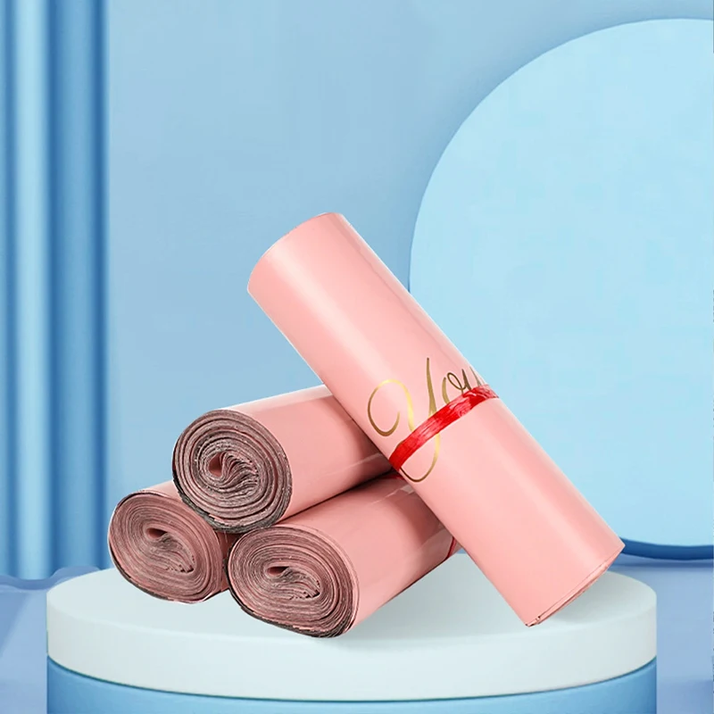 100шт Пакетов для отправки по почте розового цвета Пластиковых подарков Коробок для обуви Упаковочный чехол Водонепроницаемый Экспресс-пакет для курьерской доставки