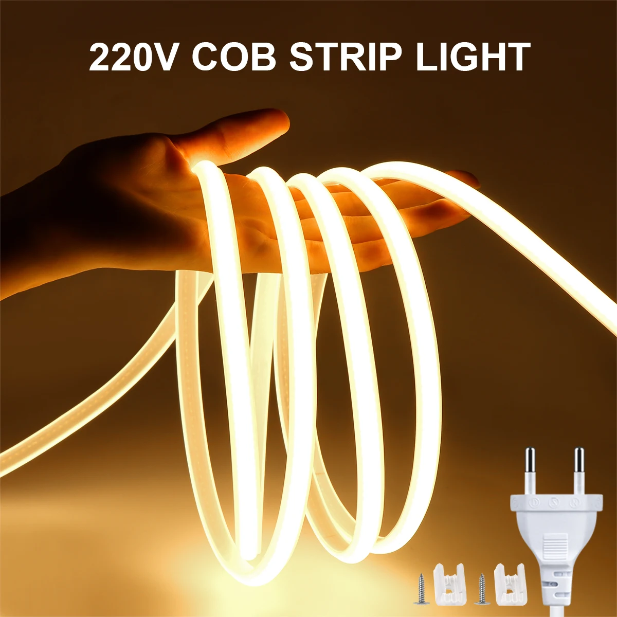 110V 220V COB LED Под кухонным шкафом Освещает полоску, ламповую ленту, Водонепроницаемый светильник для дома, спальни, сада, декора наружного освещения