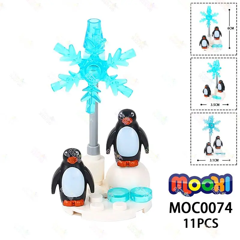 11ШТ Океанская Серия MOC Снежинка Пингвин Антарктические Строительные Блоки Креативный Ледяной Мир Сцены Животные Кирпичи Игрушки Для Детей MOC0074
