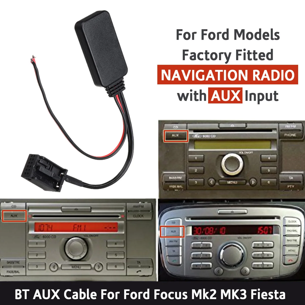 12Pin Автомобильное Радио 5,0 Модуль Bluetooth Aux Кабель Адаптер Для Ford Focus Mk2 MK3 Для Ford Fiesta Для Ford Fusion Навигационное Радио