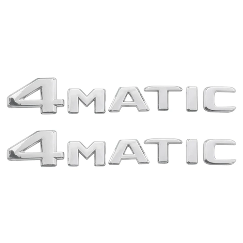 2 ШТ 4MATIC Серебристый автомобильный значок на двери багажника, Крыло, бампер, наклейка с эмблемой, наклейка с клейкой лентой, Запасные части для Mercedes-Benz