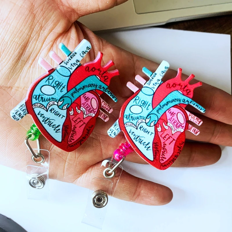 2023 Анатомическая схема сердца, выдвижная катушка для бейджа, держатель бейджа телеметрической кардиологической медсестры, монитор технического ухода