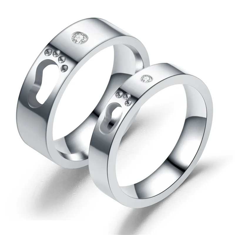 2023 Милые серебряные кольца с полым следом, пара колец для влюбленных, подарки на День Святого Валентина, Модное обручальное кольцо с цирконием, Обручальное кольцо