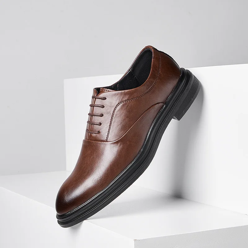 2023 Мужская официальная обувь, Классические кожаные мужские Оксфорды, мужские модельные туфли на шнуровке для свадебной вечеринки