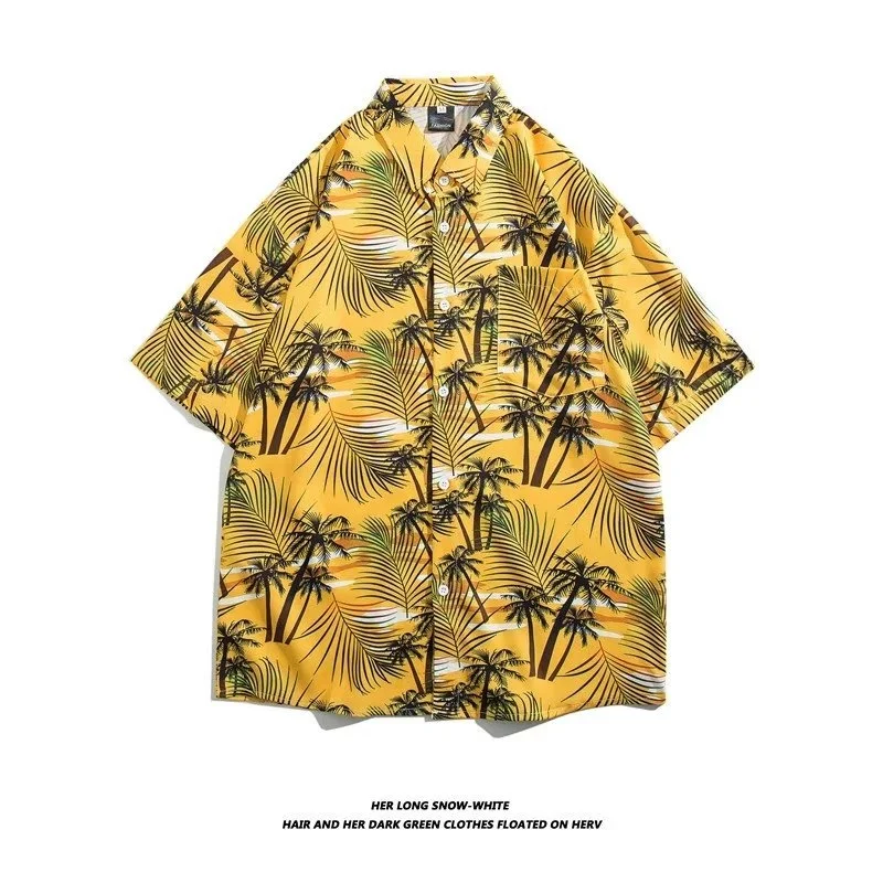 2023 Мужские рубашки из кокосовой пальмы с 3D-принтом 's Hawaiian Beach 3XL Модные топы с коротким рукавом, футболка, блузка Camisa