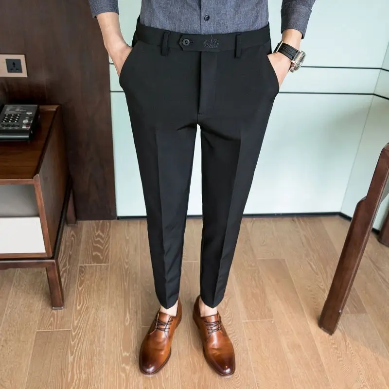 2023 Новый бренд мужской одежды, костюмные брюки, Модные маленькие ножки, Тонкие, в Гонконгском стиле, Персонализированные повседневные офисные мужские брюки Y431
