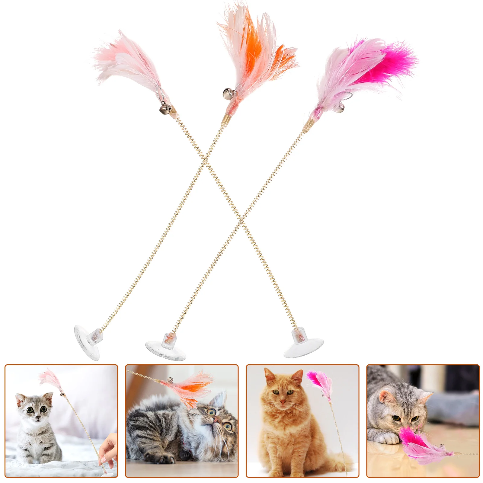3 Шт Кошачья Игрушка-Дразнилка Toys Pet Для Домашних Кошек Wand Interactive Spring Wands