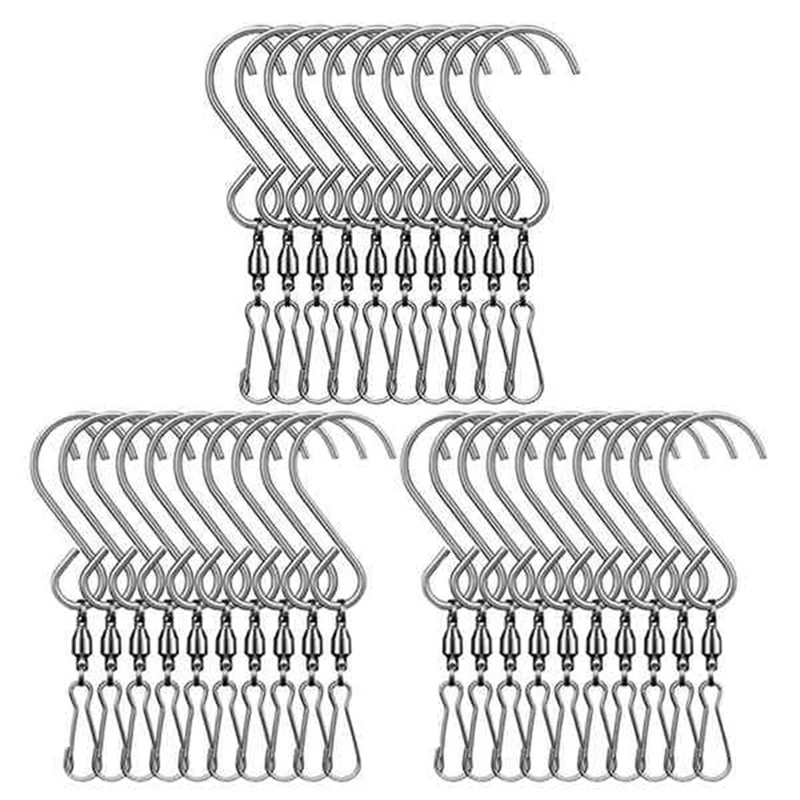 30 Штучных Спиннерных крючков Серебро Нержавеющая сталь Для подвешивания Wind Spinner Wind Chime Crystal Twister