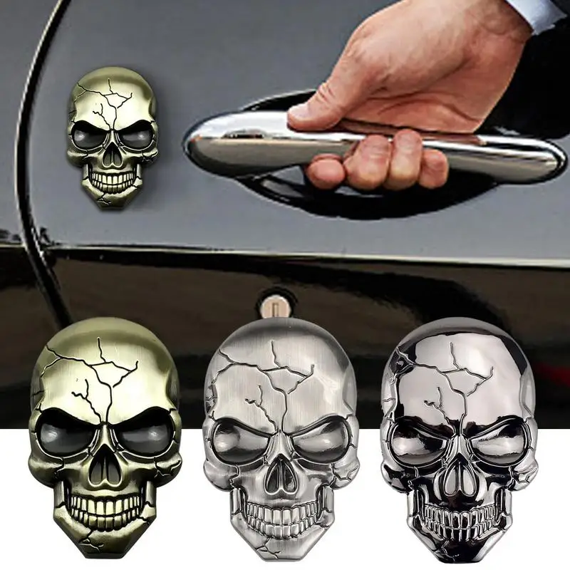 3D металл Золото Черный Череп Скелет автомобиля Наклейка на мотоцикл Наклейка с эмблемой Хромированный значок автомобиля Наклейка на бампер для автомобиля внедорожника