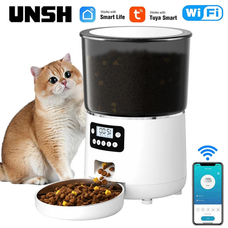 4Л Tuya Smart WiFi Кормушка для домашних животных Автоматический дозатор корма для кошек и собак малого и среднего размера Интеллектуальное дистанционное кормление