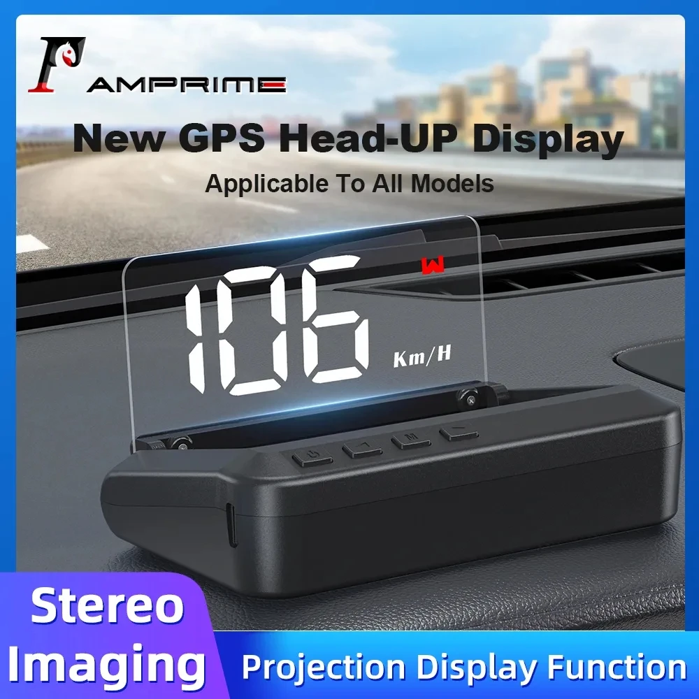 AMPrime C100 GPS HUD Головной Дисплей Автомобиля Смарт-Цифровая Сигнализация Напоминание Автоматический Спидометр Проектор Метр Электронные Аксессуары
