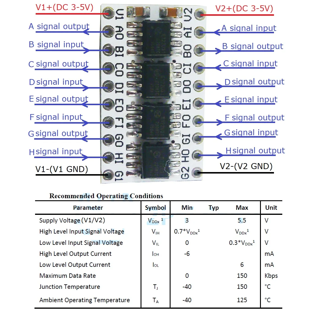 DC 3,3 В 5 В 2/4/8Ch 3000 Об/мин 150 Кбит/с Цифровые Изоляторы Модуль Преобразователя Уровня TTL LvTTL для Arduino UNO MEGA Raspberry pi pico w