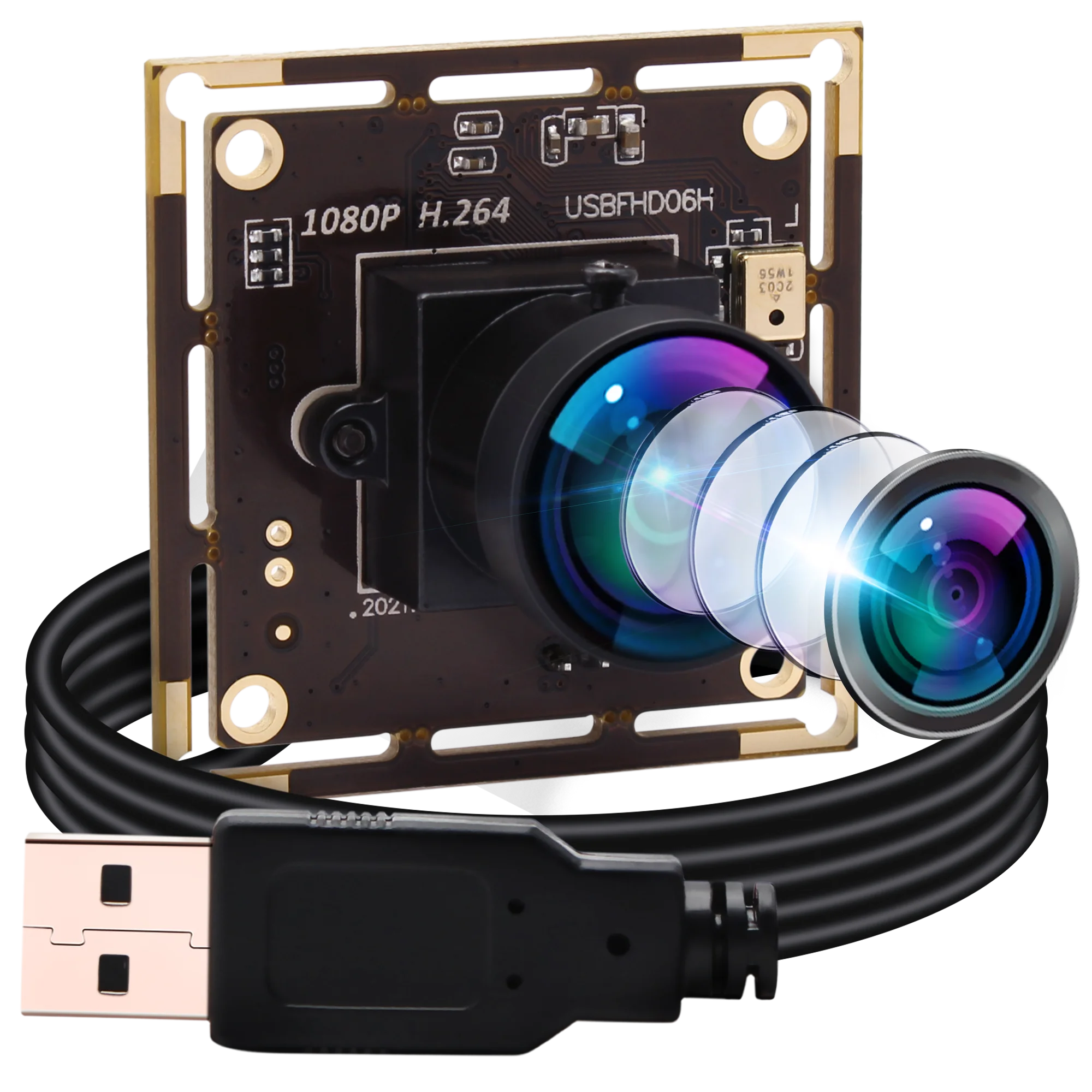 ELP 1080P H.264 IMX323 Широкоугольный объектив с низким разрешением 1,95 мм, модуль камеры видеонаблюдения Mini USB для машинного зрения робота