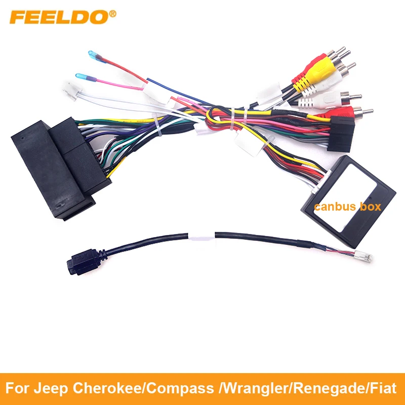 FEELDO Автомобильный 16-контактный Жгут Проводов Android USB-Кабель С Canbus Для Jeep Cherokee 15 ~ 19/Compass 2017 +/Wrangler/Renegade/Fiat 500