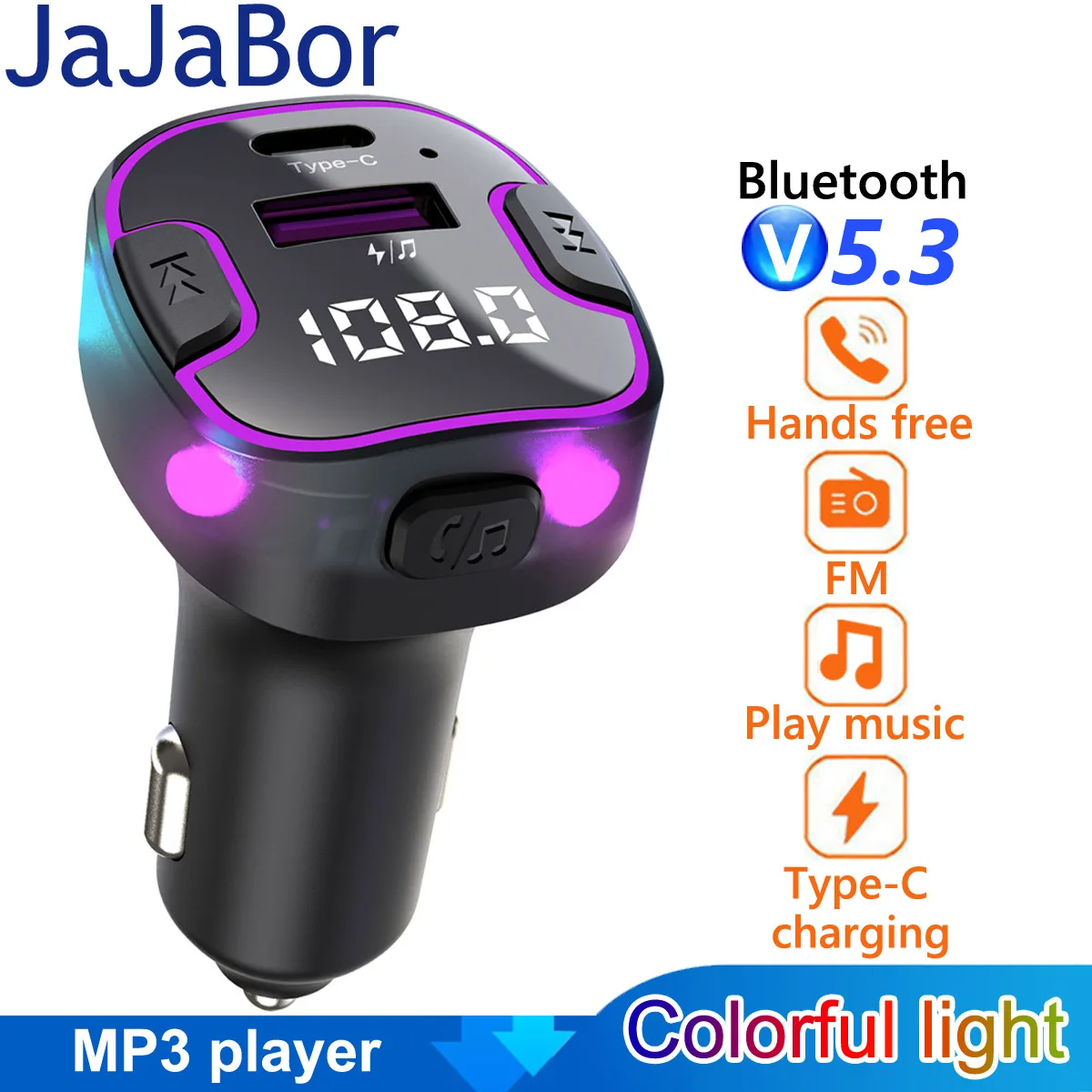 JaJaBor Автомобильный FM-передатчик Модулятор USB 3.1A Type C Автомобильное Зарядное Устройство Музыкальный MP3-Плеер Аудиоприемник Bluetooth Handsfree Автомобильный Комплект