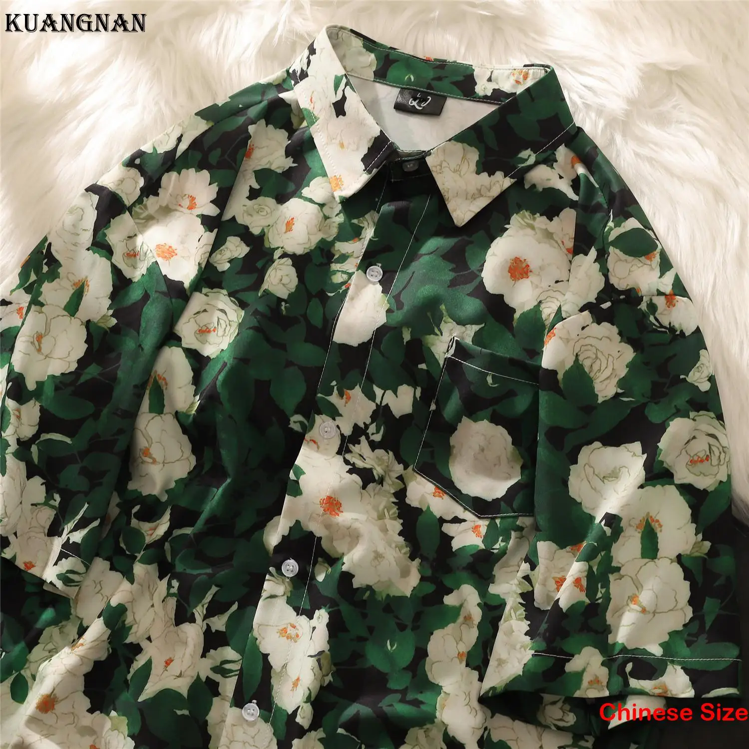 KUANGNAN Ice Silk Гавайская Рубашка для Мужчин Оригинальные Мужские Рубашки и Блузки Винтажная одежда Мужская Одежда Топы Распродажа 2XL Лето 2023