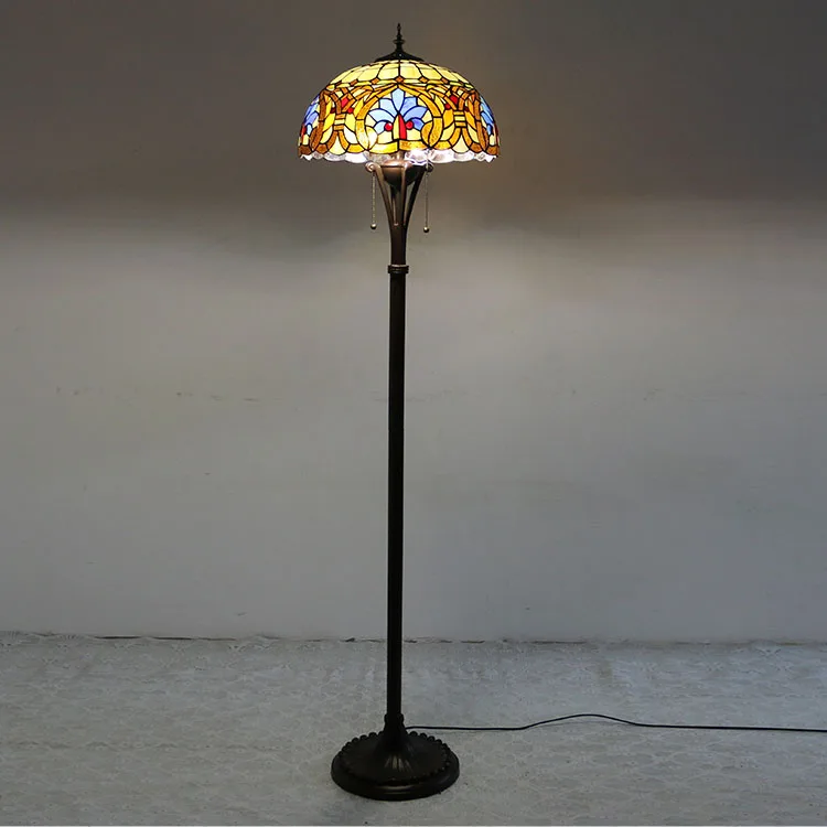 LongHuiJing 16-дюймовый торшер в стиле Тиффани с витражным стеклянным абажуром, лампы ручной работы, лампы для чтения