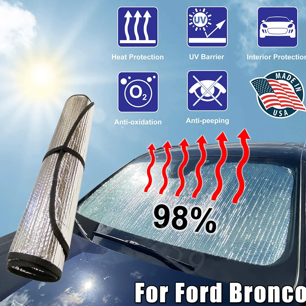 Uxcell Изолированный Солнцезащитный Козырек для Ford Bronco 2021 2022 Автомобильный Солнцезащитный Козырек Из Алюминиевой Фольги Серебристого Цвета 134x39 см Защитный Солнцезащитный Козырек Для Автомобиля