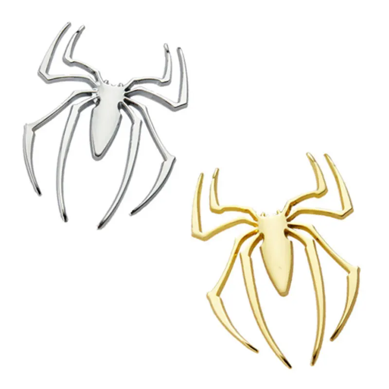 Автомобильные наклейки с 3D металлическим пауком, 3D сплошной логотип в виде паука, наклейки с изображением довольного паука, металлическое модифицированное украшение