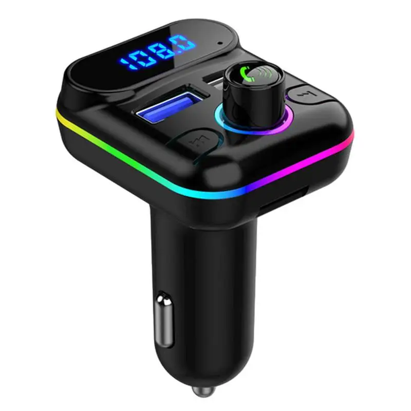 Автомобильный MP3-плеер FM-передатчик Освещение Адаптер беспроводного радио Красочный рассеянный свет Музыкальный плеер с разъемом для U-диска USB Зарядное устройство