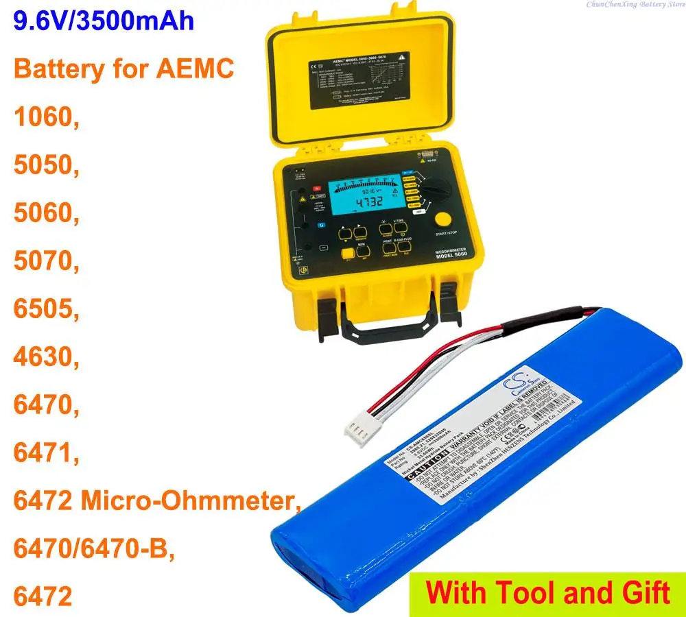 Аккумулятор OrangeYu 3500mAh 2960,21 для AEMC 1060, 4630, 5050, 5060, 5070, 6470, 6470/6470- B, 6471, 6472 микроомметра, 6505