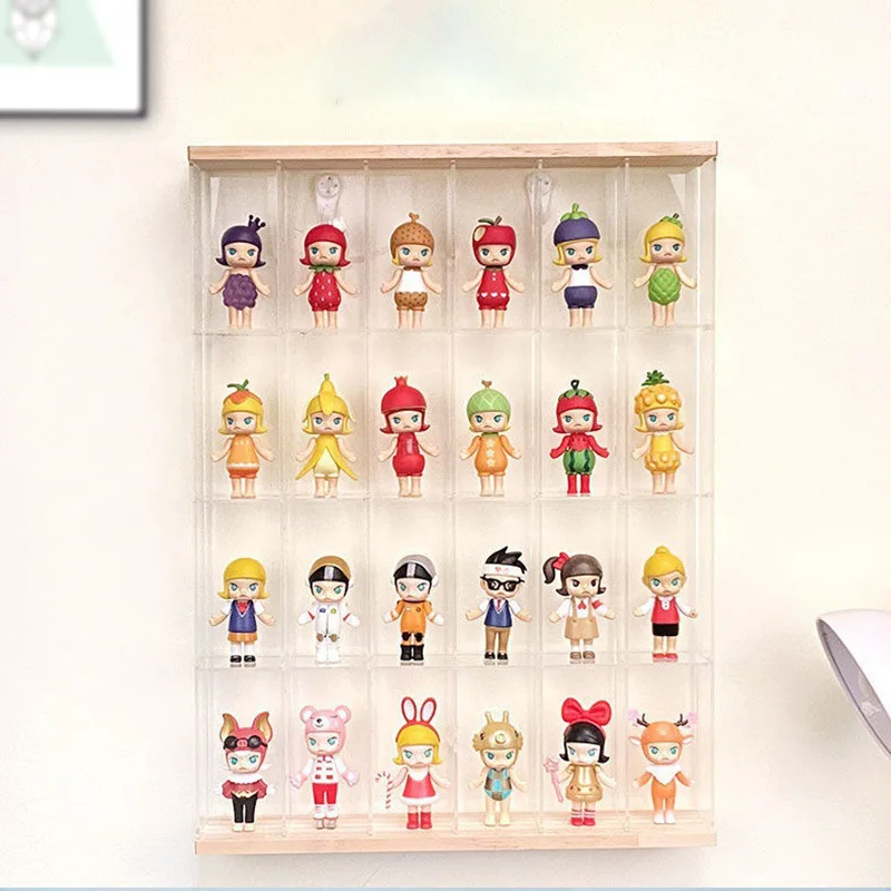 Акриловая настенная полка для хранения Прозрачных кукол с персонажами аниме Стеллаж для витрин с куклами Глухая коробка Подставка для хранения Настенный декор
