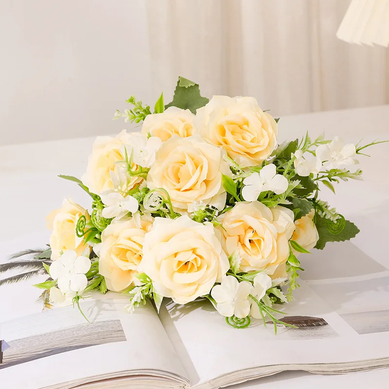Букет искусственных цветов из роз длиной 30 см, 5 головок, Шелковый искусственный цветок для свадебной церемонии, Домашний декор, Стол, Ваза для вечеринки, Букет