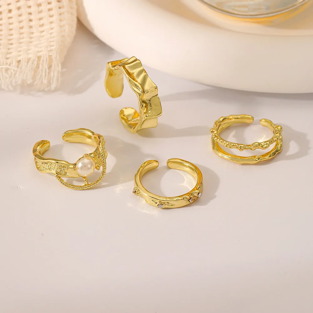 Винтажный Креативный Модный Набор открытых колец неправильной формы золотого цвета, Роскошные кольца француженки, ювелирные изделия