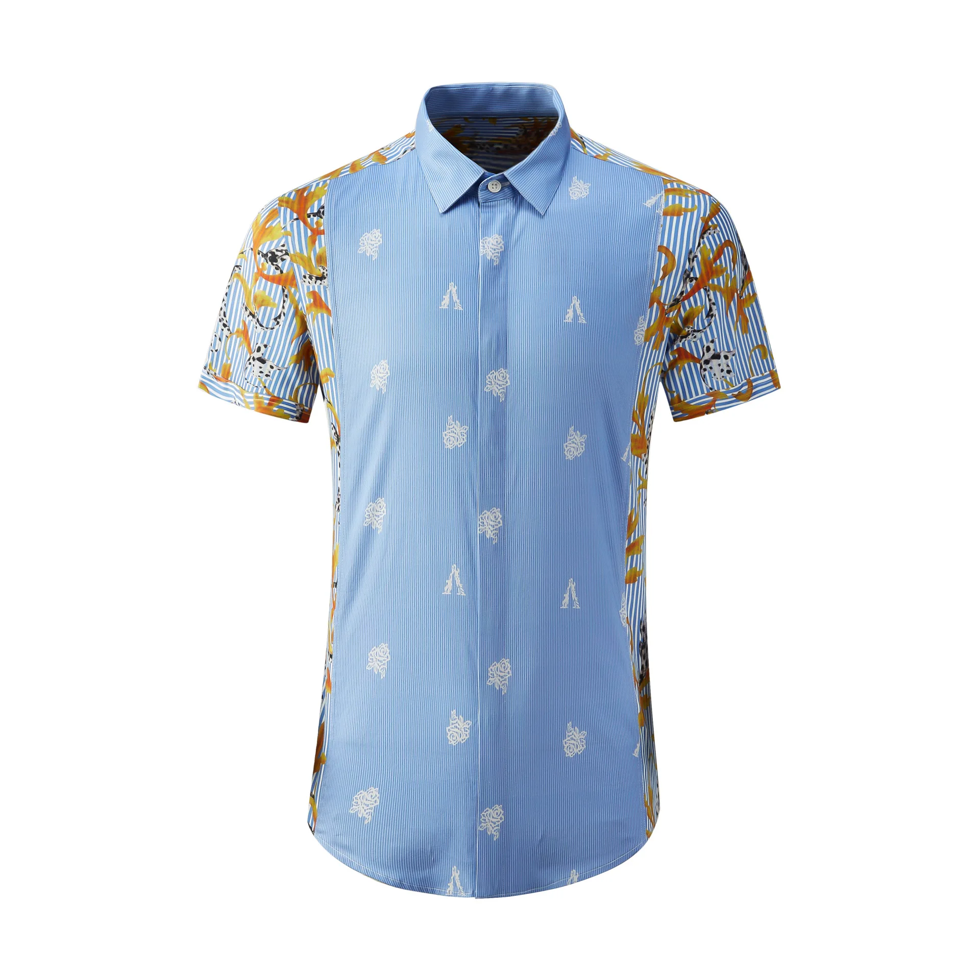 Высококачественные Роскошные ювелирные изделия Рубашки поло Модные Высококачественные мужские рубашки с коротким рукавом в Гавайском пляжном стиле с принтом