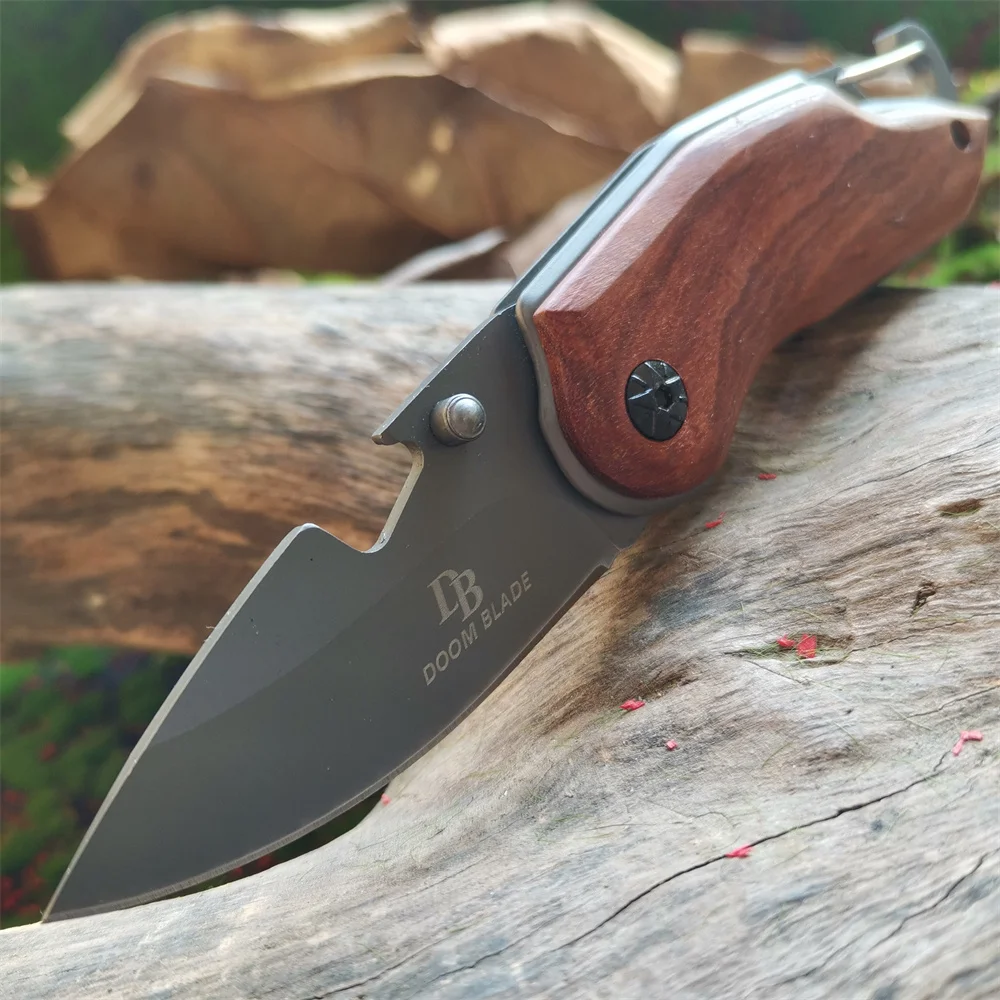 Высококачественный мини-складной нож с деревянной ручкой Dalbergia и лезвием из нержавеющей стали 440, идеально подходящий для выживания, охоты