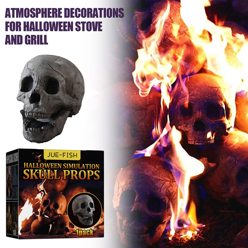 Декор в виде черепа на Хэллоуин, аксессуары для дома, украшение вечеринки в виде горящего черепа, декорация сцены для барбекю в саду на открытом воздухе