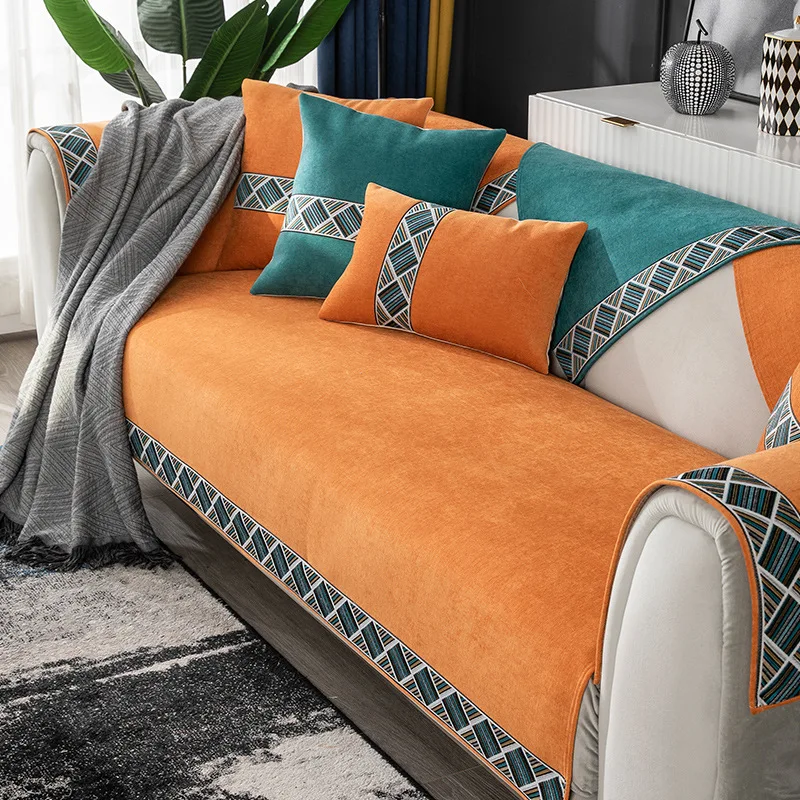 Диванная подушка из скандинавского синеля для гостиной, нескользящие диваны, полотенце, чехол для дивана, коврик для углового дивана, подушка для сиденья, защитный чехол для дома