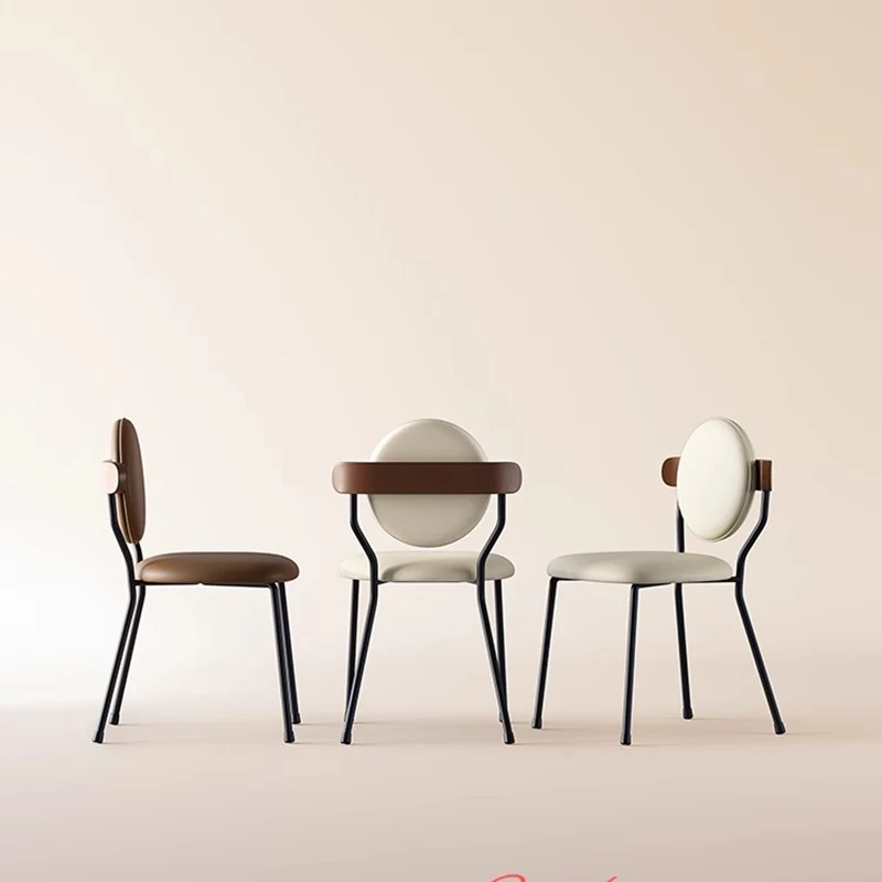 Дизайнерский обеденный стул в кремовом стиле Ins из цельного железа для гостиной Кухонный стул с современной спинкой середины века Sillas Furniture WKDC