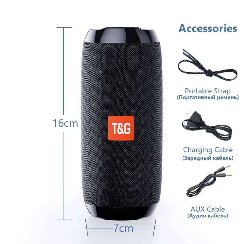 Динамики Bluetooth TG117 Портативная настоящая беспроводная звуковая коробка, водонепроницаемый громкоговоритель, стереосистема объемного звучания на открытом воздухе, поддерживает TF-радио