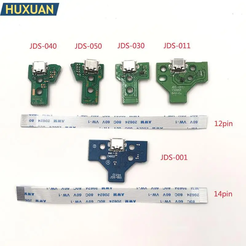 Для 12-контактного разъема JDS 011 030 040 055 14-контактного разъема 001, USB-порта для зарядки, печатной платы для контроллера PS4