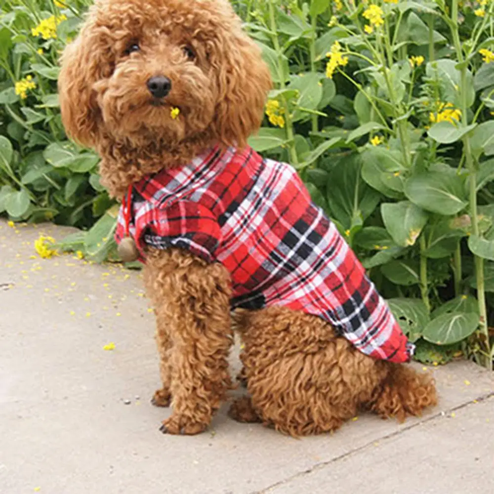 Домашняя собака, щенок, клетчатая рубашка, пальто, одежда, футболка, топ в гавайском стиле для маленьких и средних собак, одежда, футболка Ropa Perro Pug Bulldog