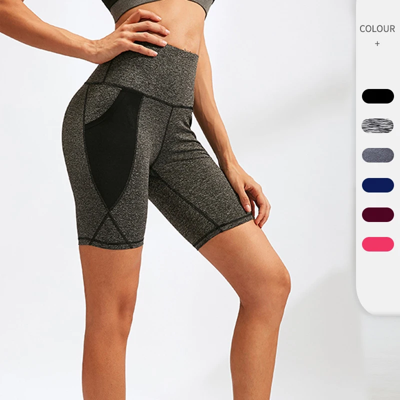 Женские штаны для йоги с высокой талией и карманом, обтягивающие шорты для бега, эластичные быстросохнущие Короткие леггинсы для фитнеса и велоспорта 2024