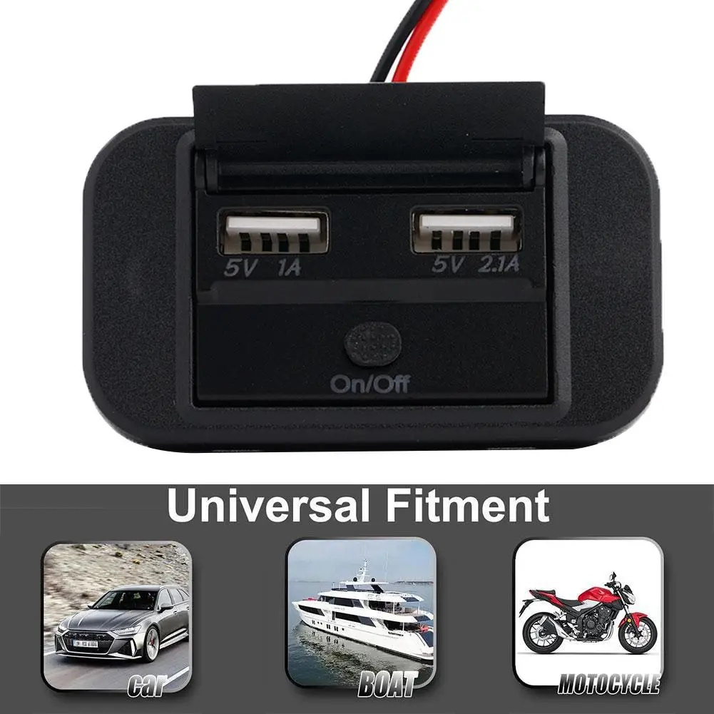 Зарядная Панель RV Quick Charge QC3.0 С Двумя USB-Портами С Переключателем, Автомобильное Зарядное Устройство Для Шины, Адаптер Для Автомобильных Морских Мотоциклов
