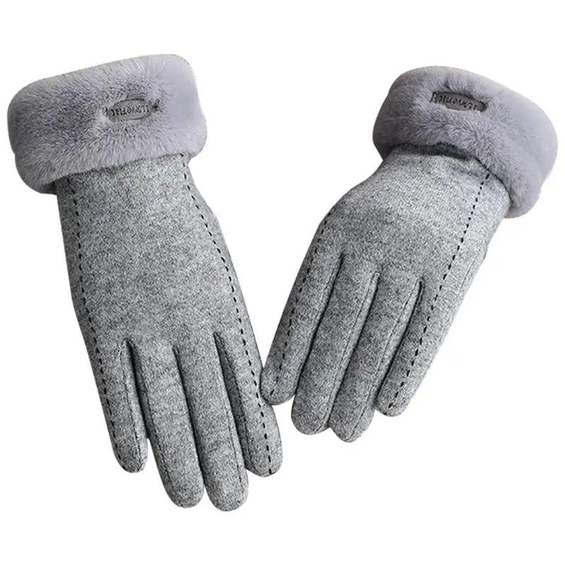 Зимние перчатки Женские шерстяные перчатки с сенсорным экраном на полные пальцы Теплые флисовые перчатки в холодную погоду С эластичной манжетой для текстовых сообщений Перчатки с сенсорным экраном