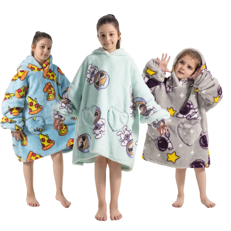 Зимняя Одежда Для Детей Baby Causel Утепленная Фланелевая Уличная Термальная Пижама Негабаритная Пижама HomewearLazy TV Гигантское Одеяло