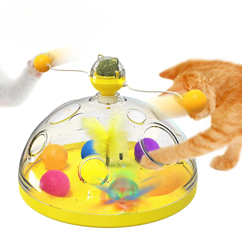 Игрушки-головоломки с кошками в помещении для котенка, интерактивные игры, вращающиеся шарики и игрушка-дразнилка, стимулирующая мозг, Сундук с сокровищами