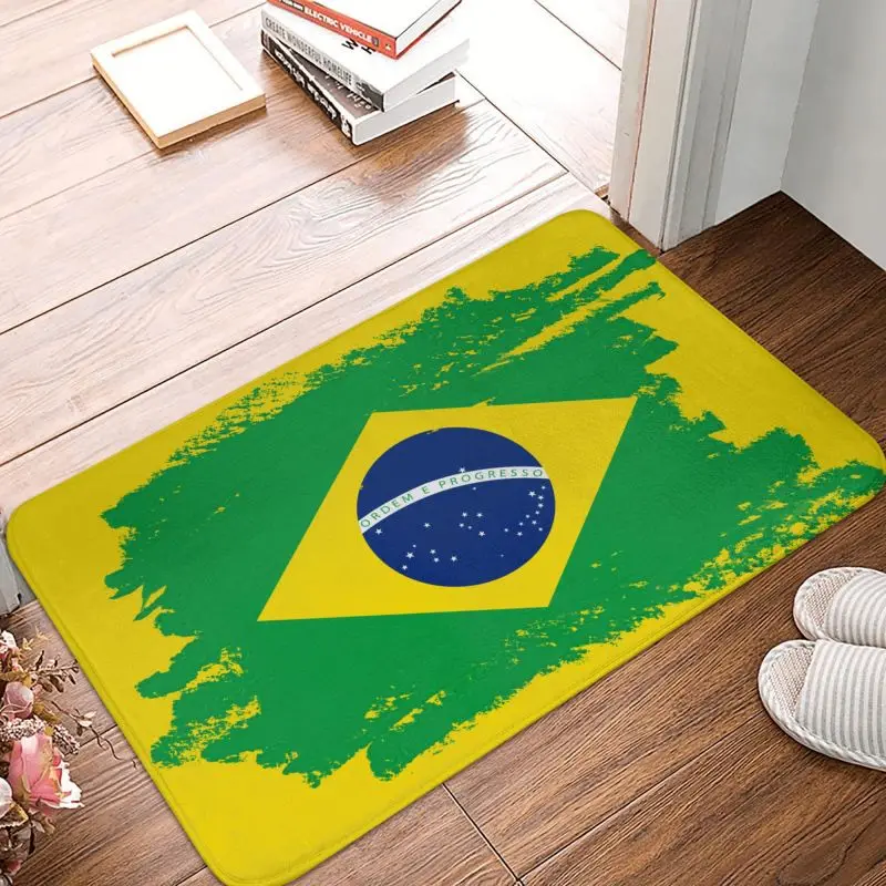 Изготовленный на заказ коврик с бразильским флагом, противоскользящий коврик Бразильской гордости, Ванная комната, Кухня, Балкон, ковер 40 *60 см