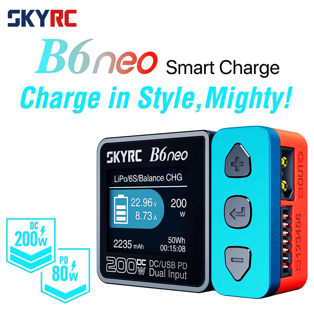 Интеллектуальное зарядное устройство SkyRC B6 neo DC 200W PD 80W LiPo Зарядное устройство SK-100198 Compact 6S Charger Discharger