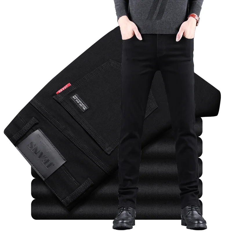 Классические Деловые Повседневные джинсы Для мужчин, 2023 Новые Модные Черные Облегающие Джинсовые брюки-стрейч, Мужские Высококачественные Роскошные брюки, Мужская одежда