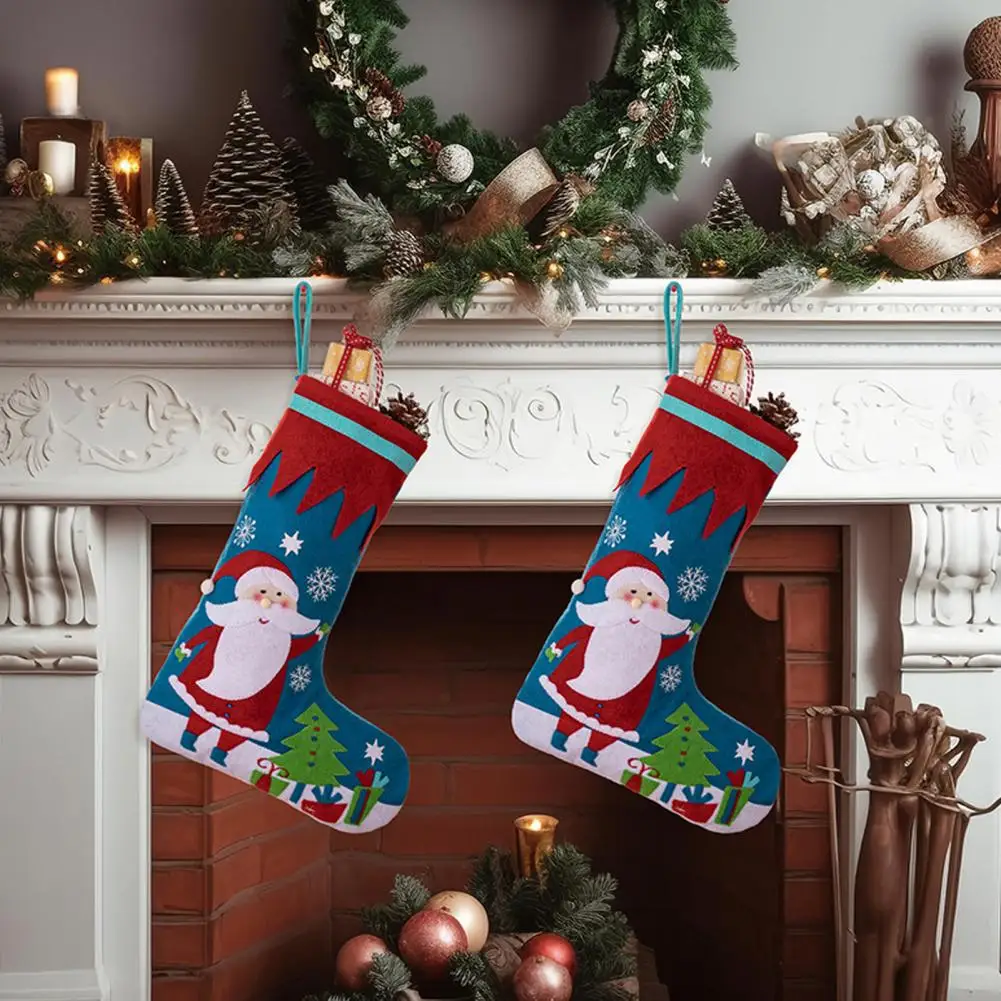Классические рождественские цвета Праздничные красные Синие Рождественские чулки в стиле Старика, креативное украшение, Подарочные носки для веселого праздника