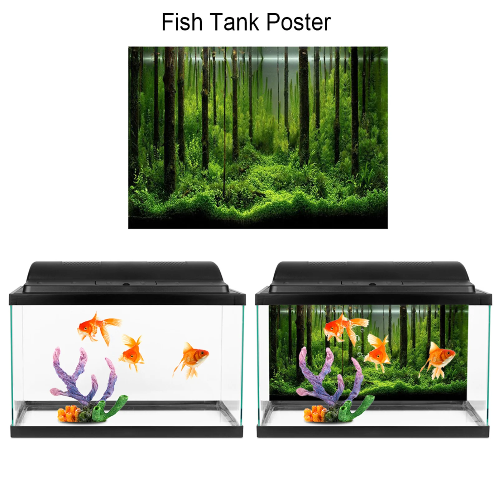Клейкий ПВХ фон для аквариума с подводным лесом, бумага для оформления фона плаката (61 *30 см)