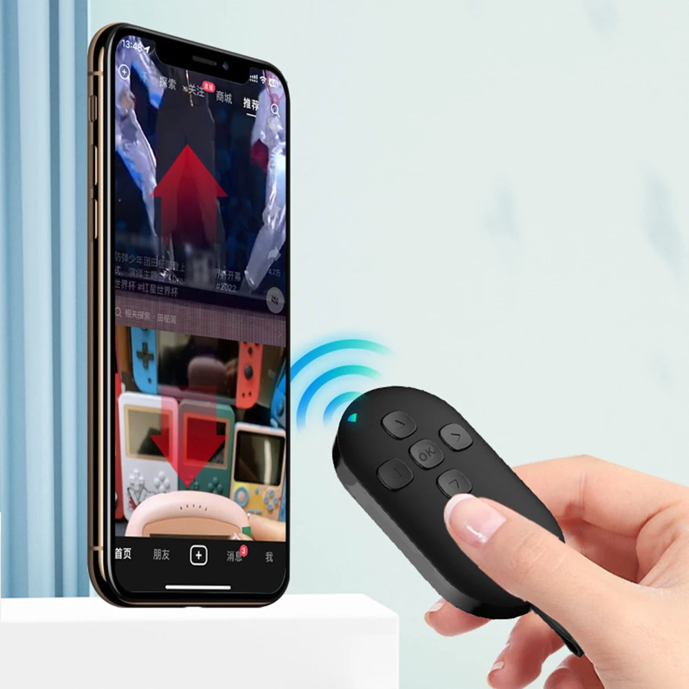 Кнопка дистанционного управления Bluetooth 5.0 для мобильного телефона iPhone Android, беспроводной контроллер селфи-затвора для просмотра видео
